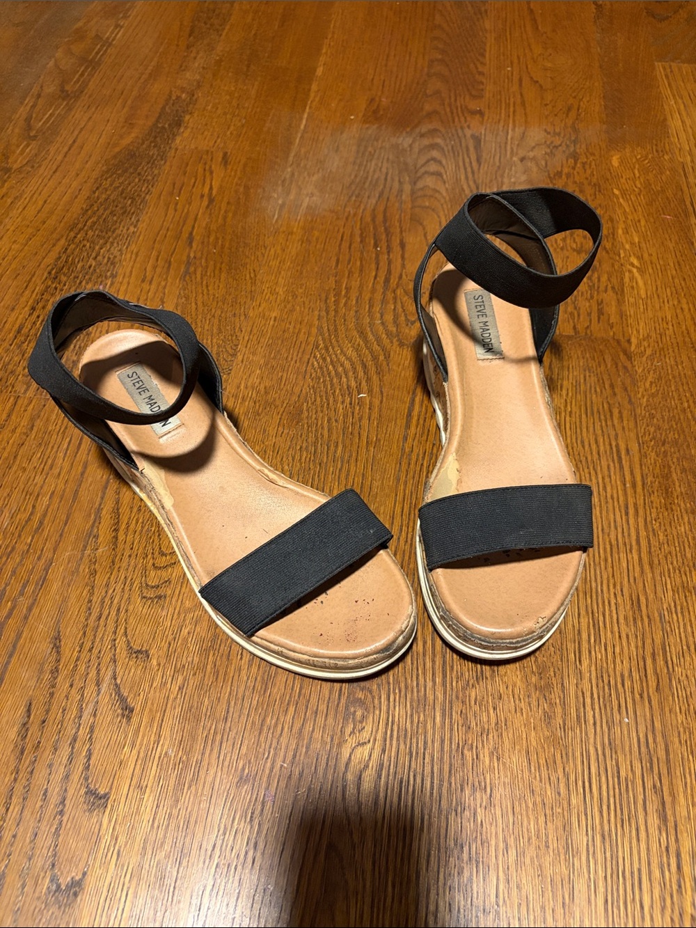 Steve Madden Black Elastic Ankle-Strap Platform Sandals
